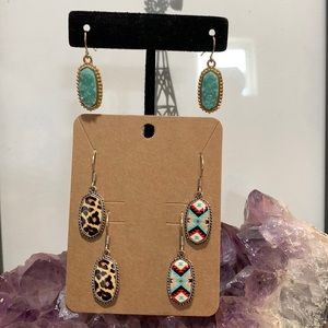 Set of three earrings